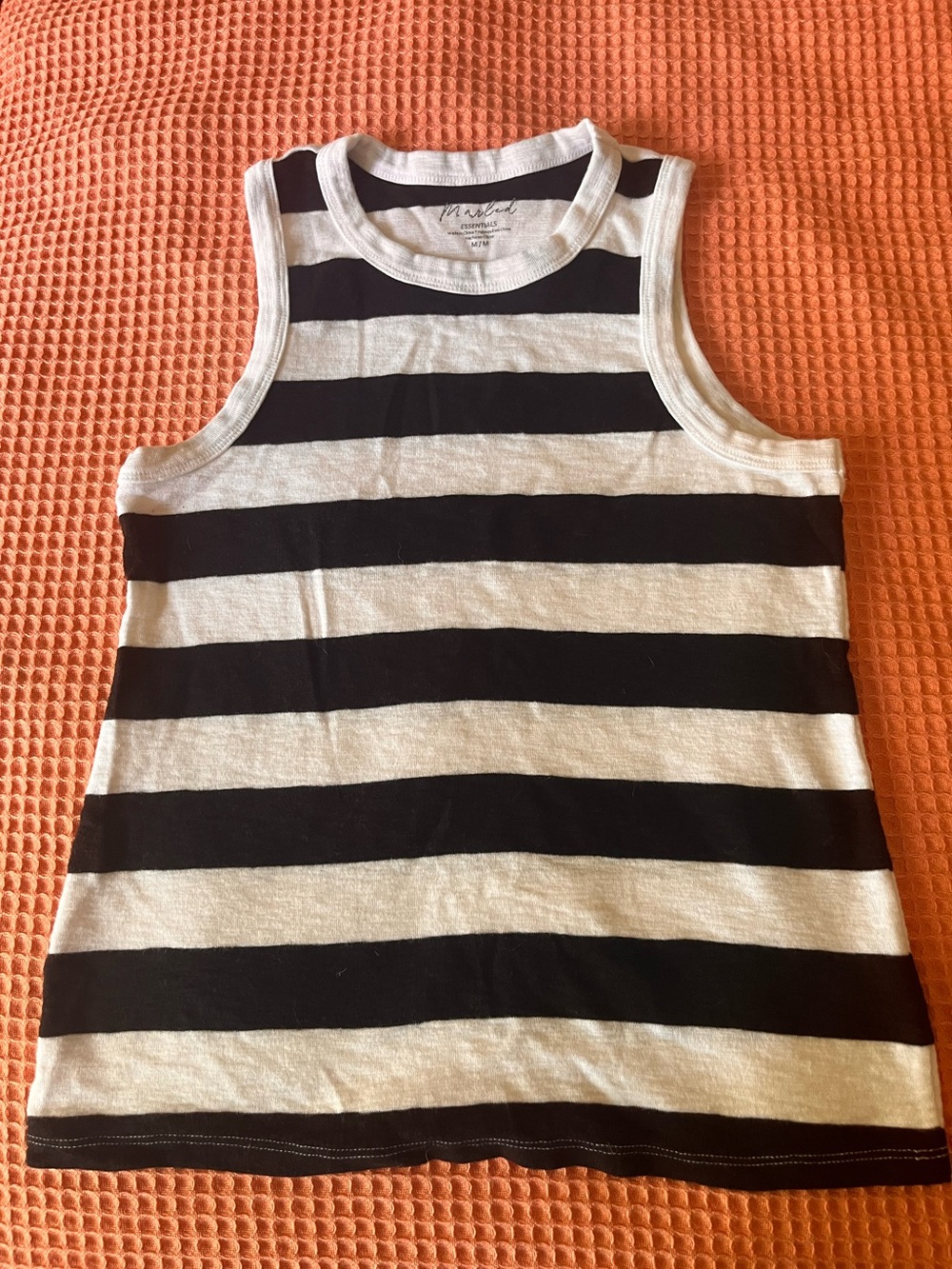 Womens “Marled by Reunited “ brand Black & White Striped Tank Top